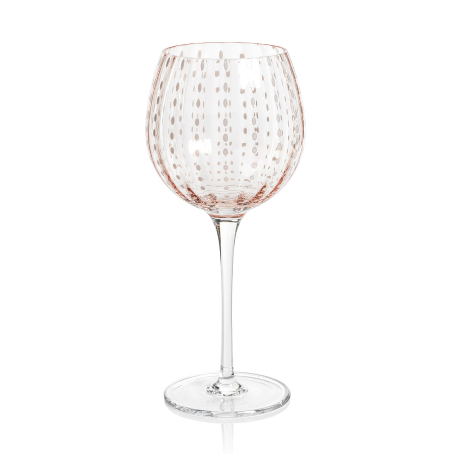 Portofino White Dot Glassware - Pink