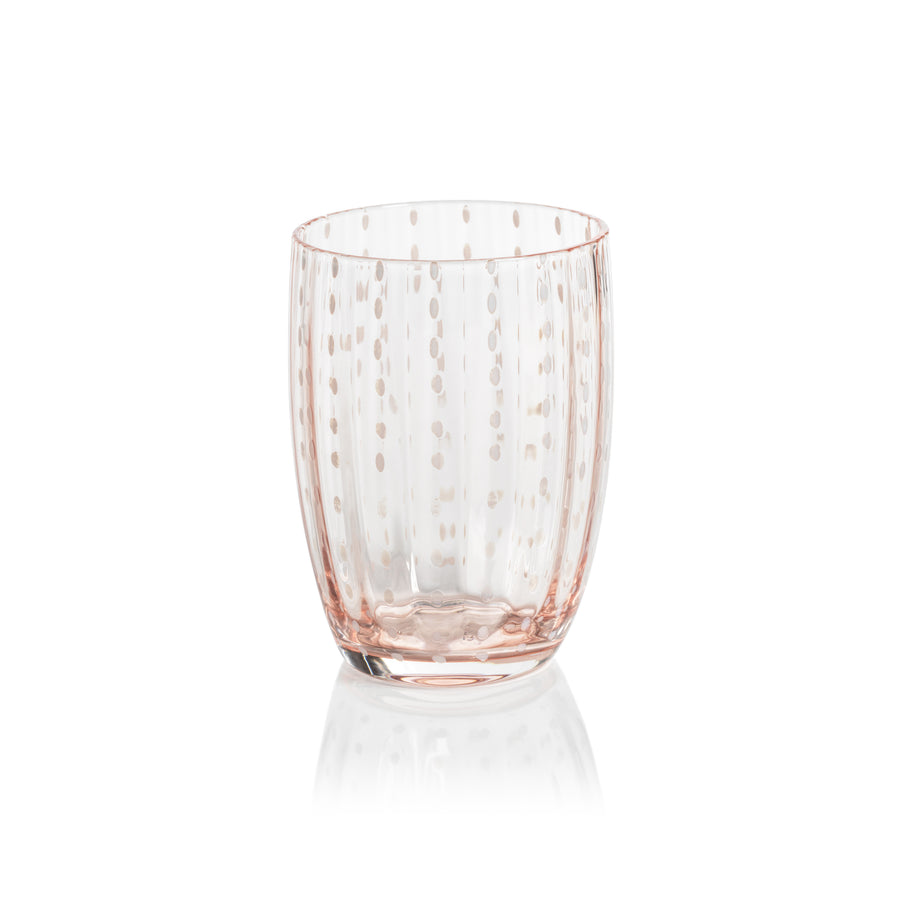 Portofino White Dot Glassware - Pink