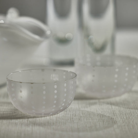 Portofino White Dot Condiment Bowl - Frosted