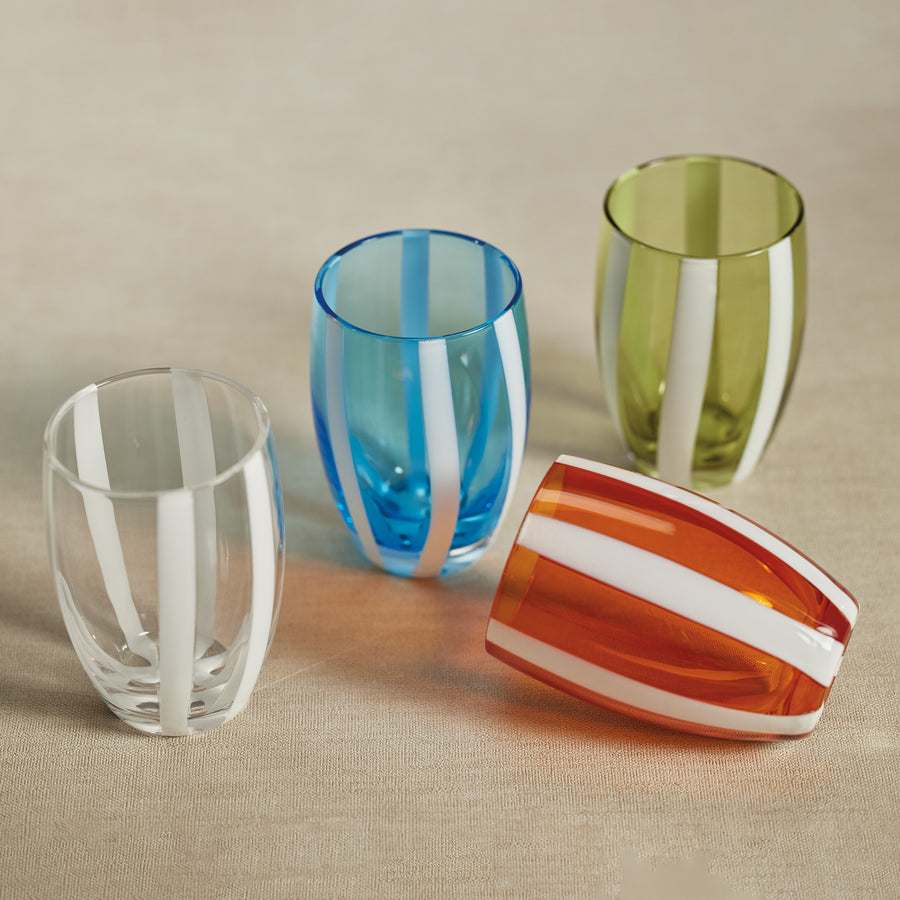 Portofino Striped Stemless Glass - Set of 4