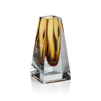 Corinthia Polished Glass Vase - Amber - Vases by Carlyle Avenue