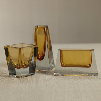 Corinthia Polished Glass Vase - Amber - Vases by Carlyle Avenue