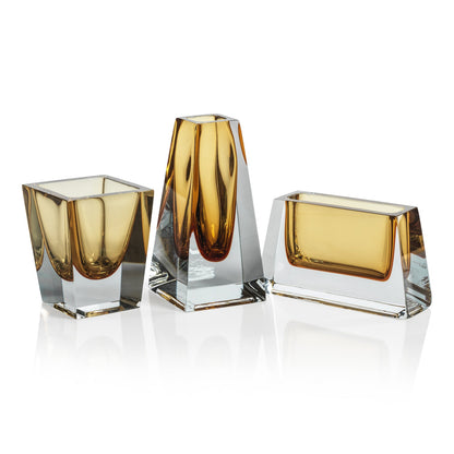Corinthia Polished Glass Vase - Amber - Vases by Carlyle Avenue