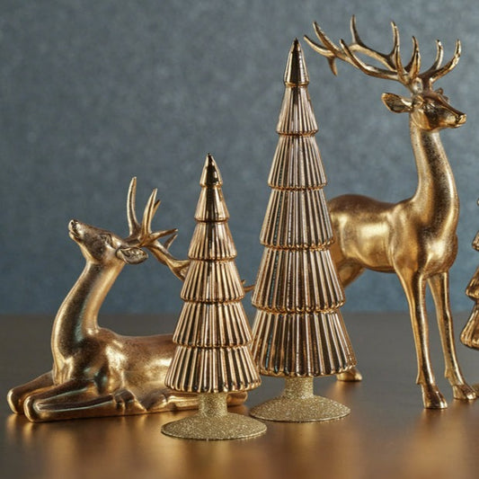 Alpine Glass Tree on Gold Glitter Base - Gold