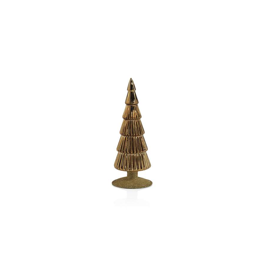 Alpine Glass Tree on Gold Glitter Base - Gold