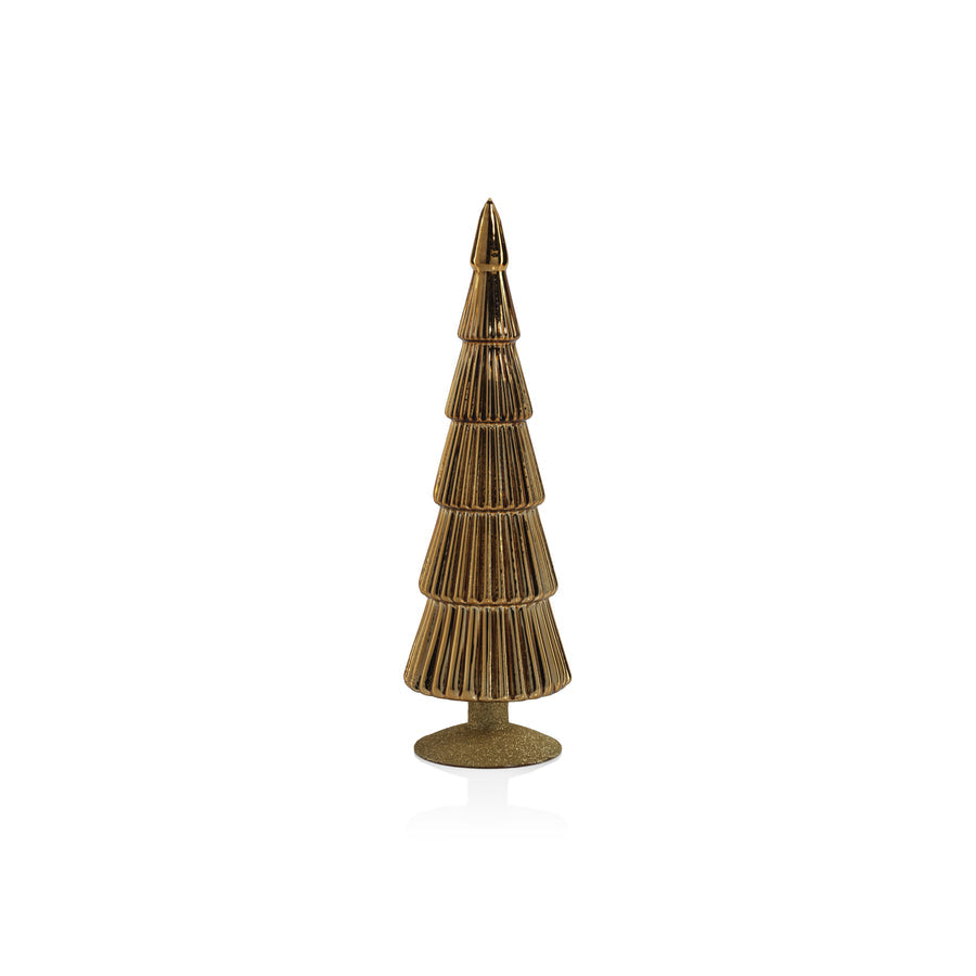 Alpine Glass Tree on Gold Glitter Base - Gold