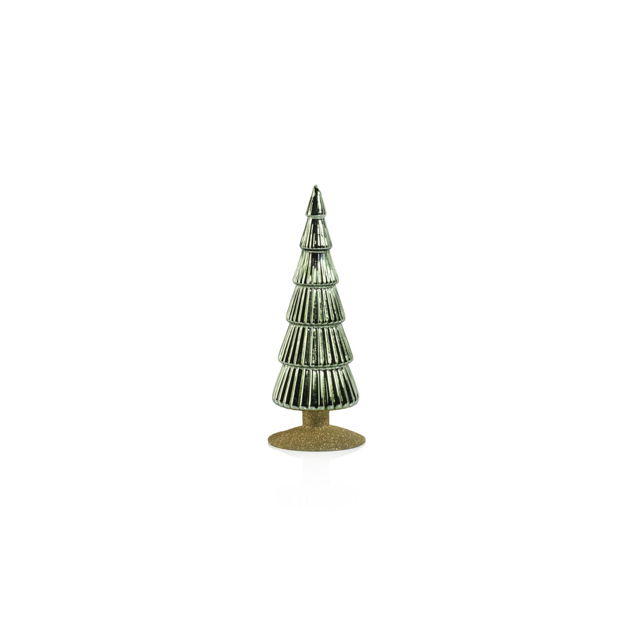 Alpine Glass Tree on Gold Glitter Base - Light Green