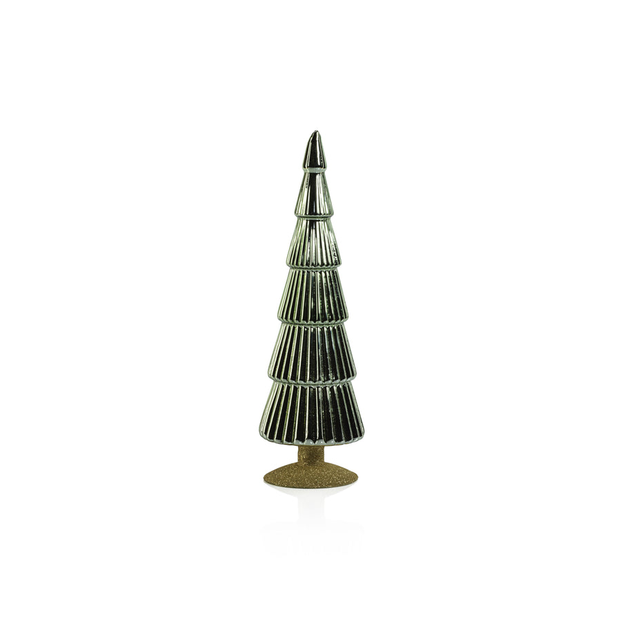 Alpine Glass Tree on Gold Glitter Base - Light Green