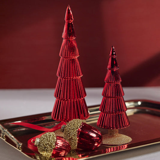 Alpine Glass Tree on Gold Glitter Base - Red - Christmas Trees by Carlyle Avenue