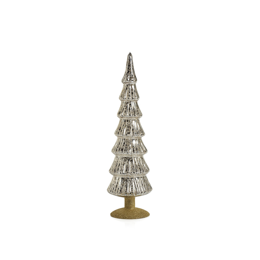 Miramonti Glass Tree on Gold Glitter Base - Silver