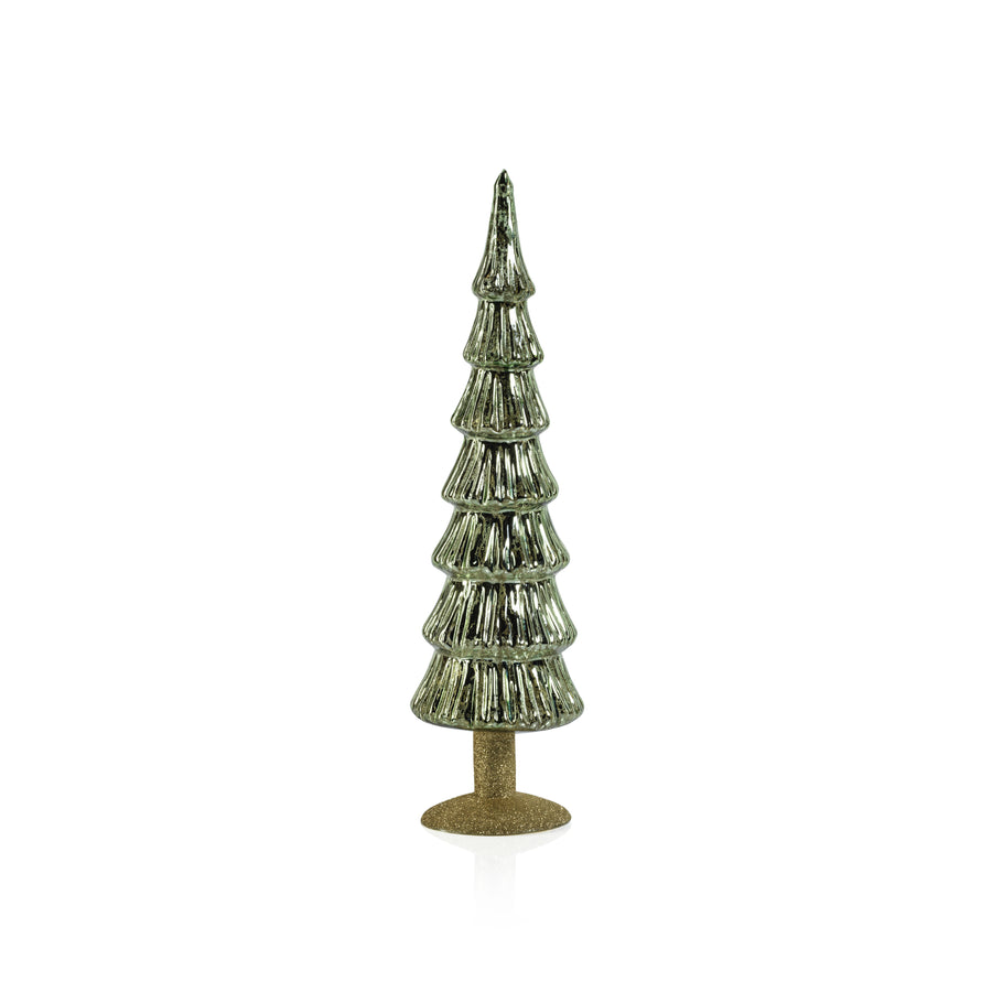 Miramonti Glass Tree on Gold Glitter Base - Light Green