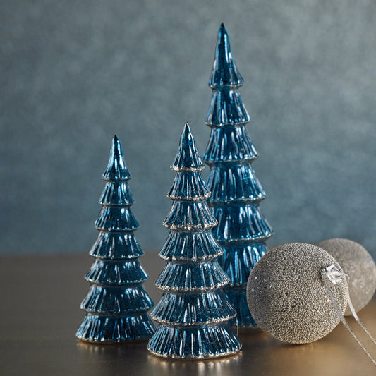 Verbier LED Glass Tree - Blue and Silver