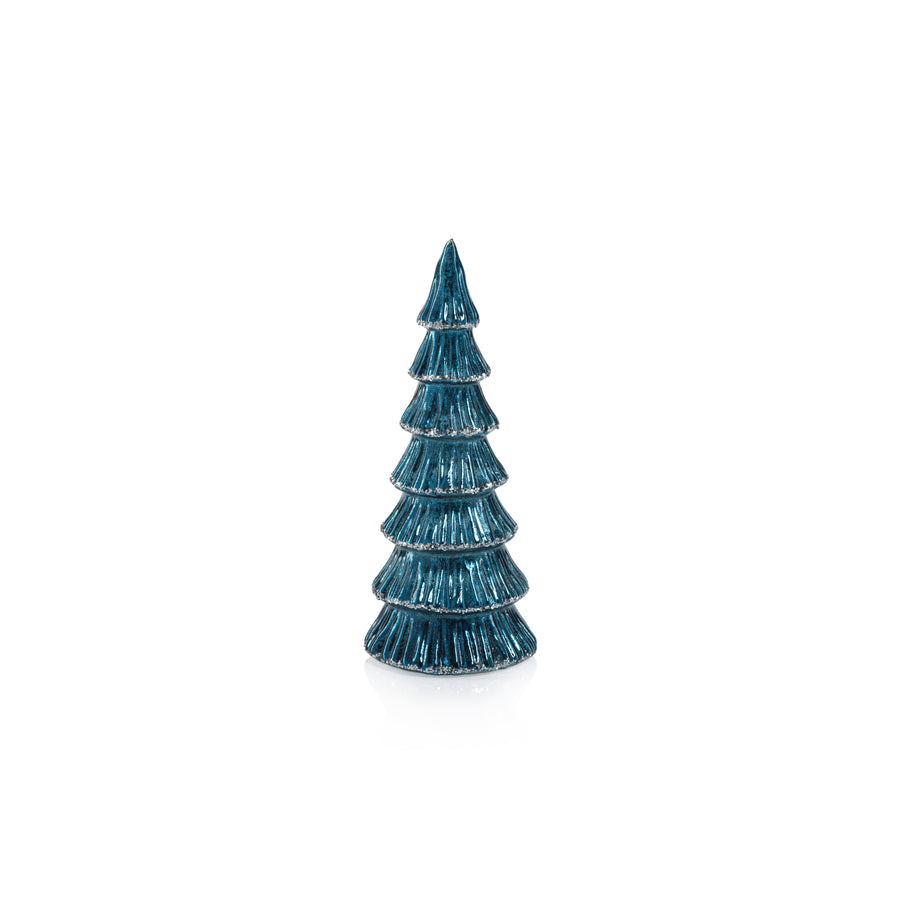 Verbier LED Glass Tree - Blue and Silver