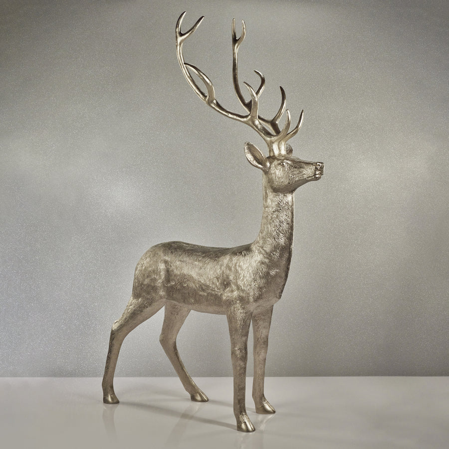 Large Silver Reindeer - Looking Up - Holiday Decor by Carlyle Avenue