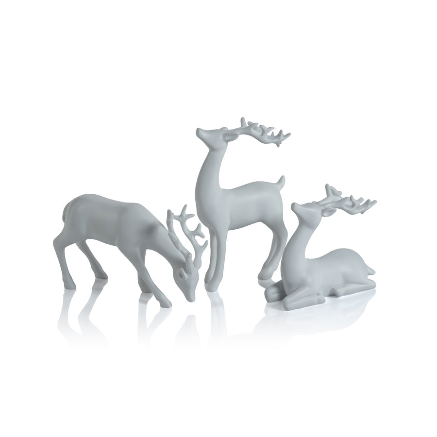 Decorative White Reindeer Assortment - Set of 6