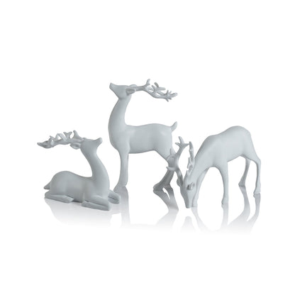 Decorative White Reindeer Assortment - Set of 6 - Christmas Decor by Carlyle Avenue