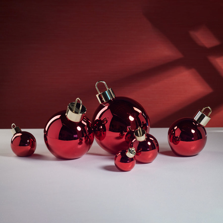 LED Metallic Glass Oversized Ornament Ball - Red