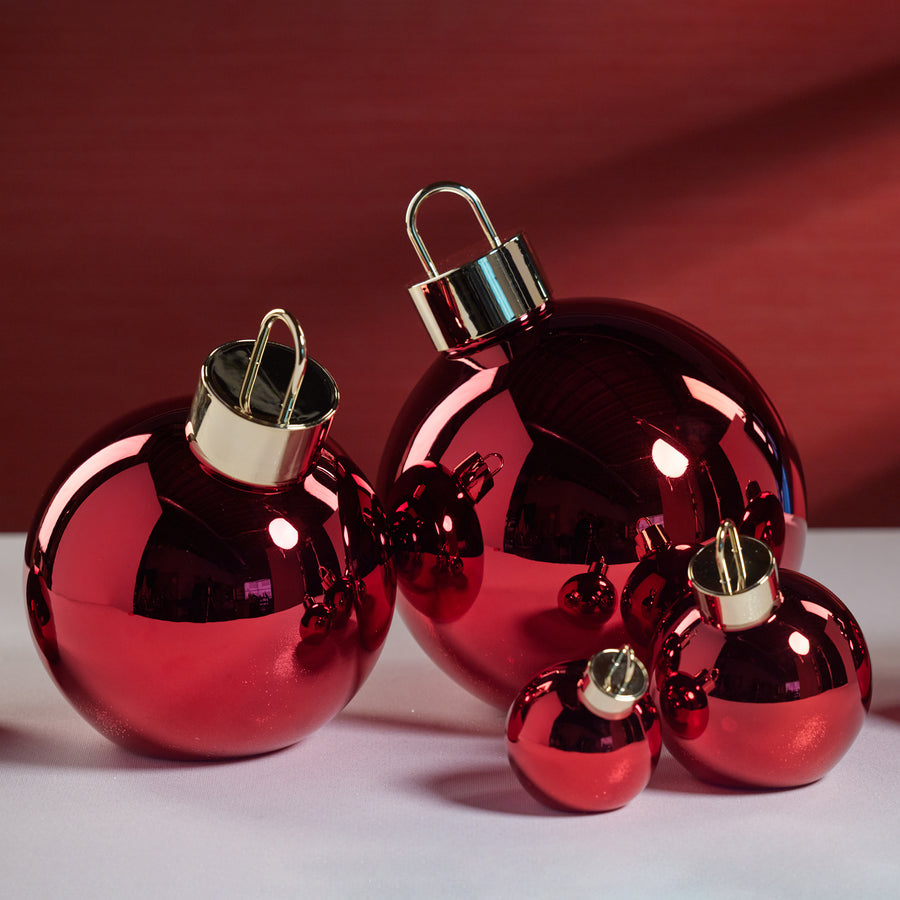 LED Metallic Glass Oversized Ornament Ball - Red