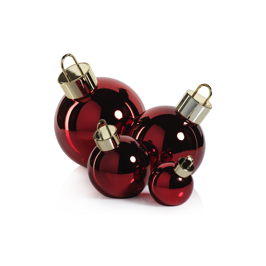 LED Metallic Glass Ornament Ball - Red - Holiday Decor by Carlyle Avenue