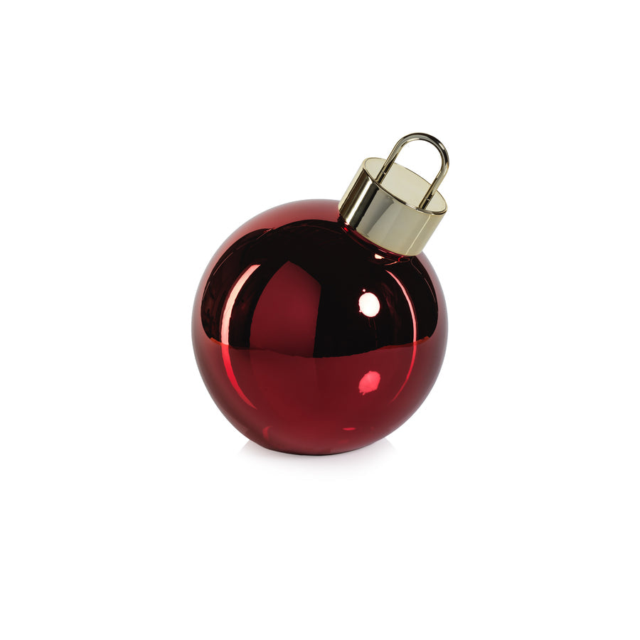 LED Metallic Glass Oversized Ornament Ball - Red