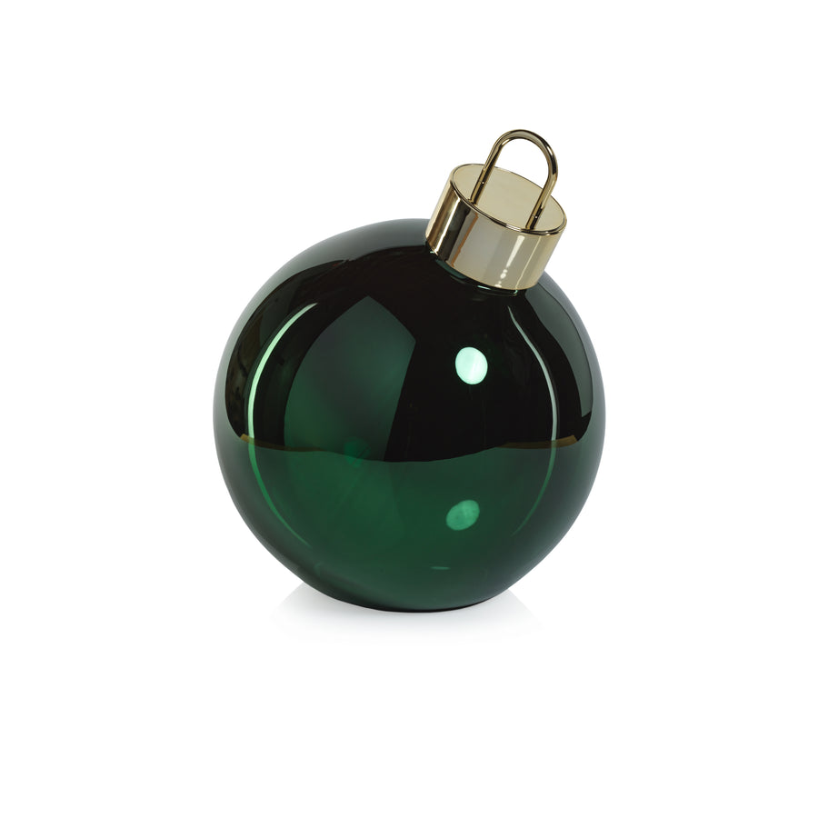 LED Metallic Glass Ornament Ball - Green