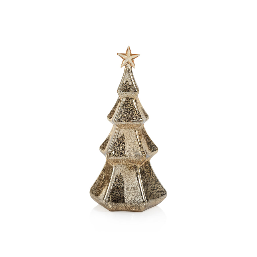 LED Hexagon Antique Tree with Star Design - Gold