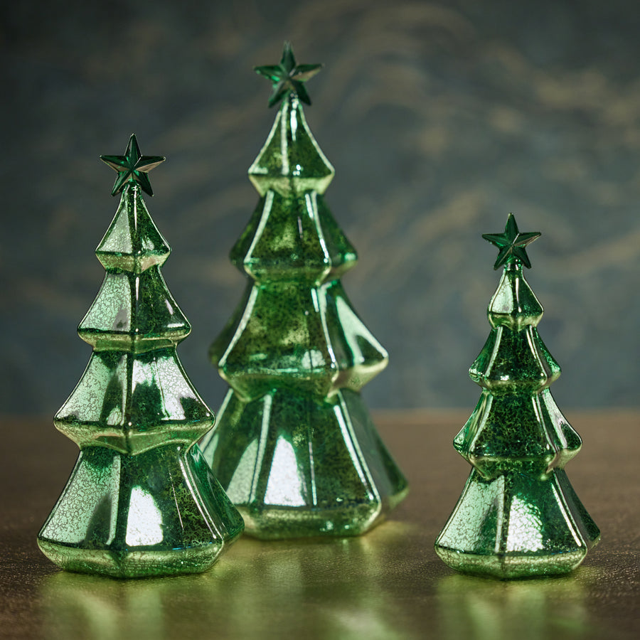 LED Hexagon Antique Tree with Star Design - Green - Holiday Decor by Carlyle Avenue