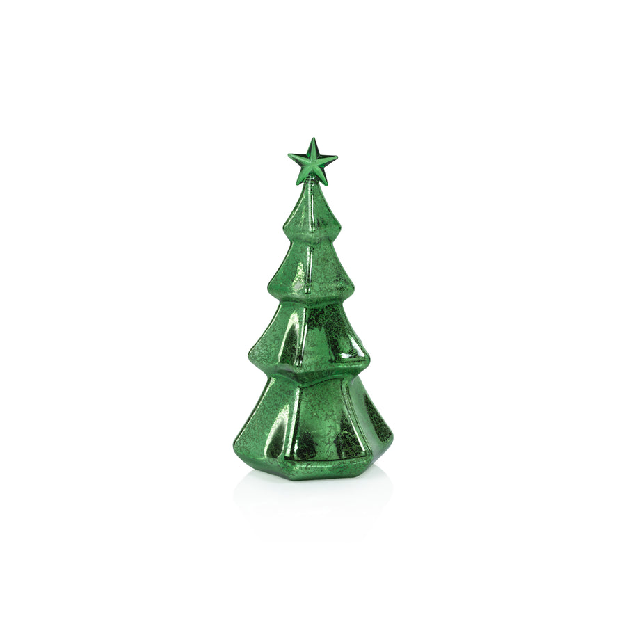 LED Hexagon Antique Tree with Star Design - Green