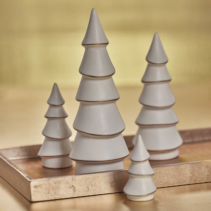Alpina Porcelain Tree - Matte White with Gold Trim - Christmas Trees by Carlyle Avenue
