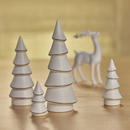 Alpina Porcelain Tree - Matte White with Gold Trim - Christmas Trees by Carlyle Avenue