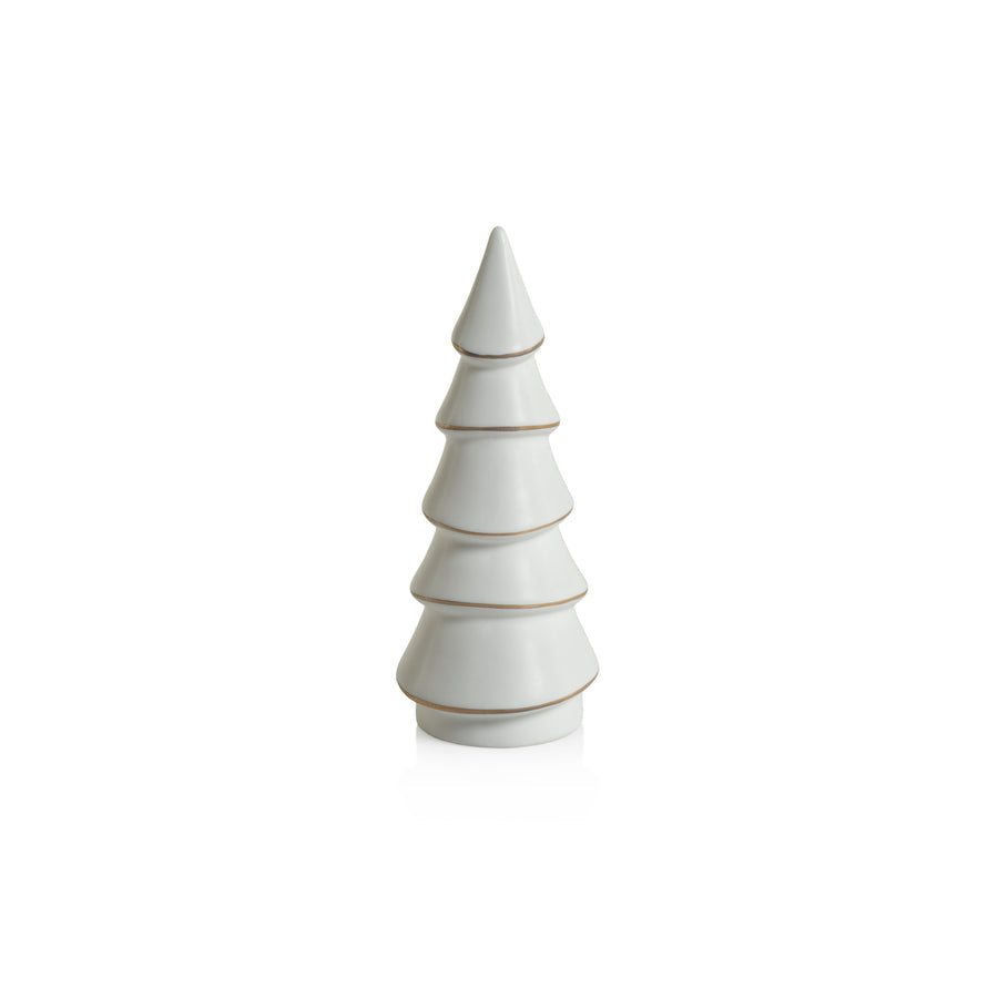 Alpina Porcelain Tree - Matte White with Gold Trim - Christmas Trees by Carlyle Avenue