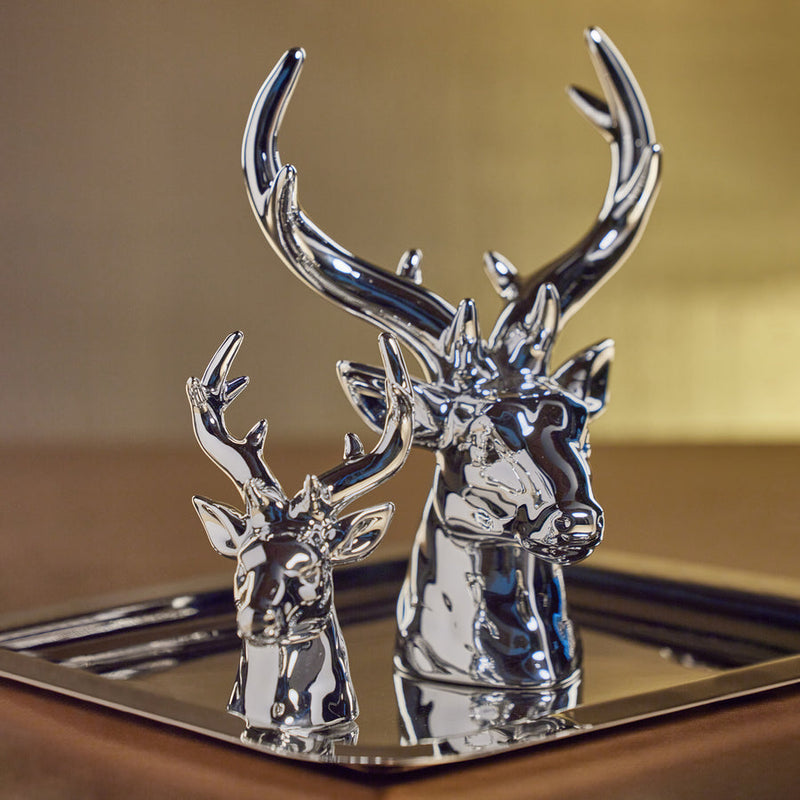 Rocky Mountain Ceramic Stag Head - Silver - Holiday Decor by Carlyle Avenue