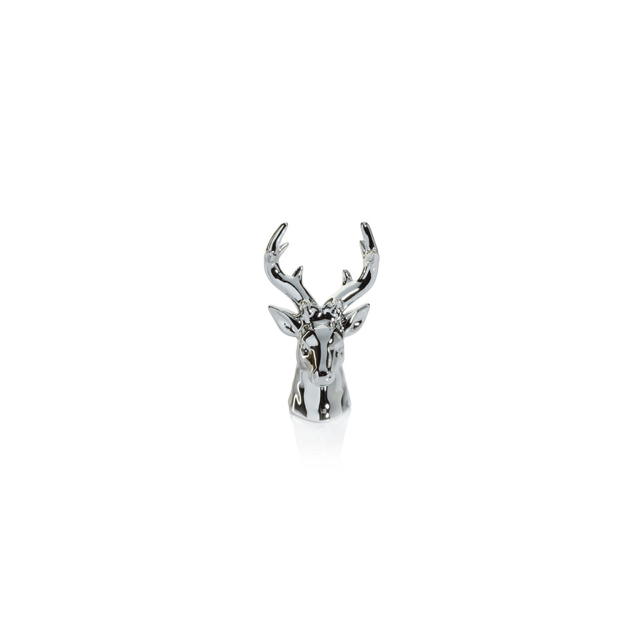 Rocky Mountain Ceramic Stag Head - Silver - Holiday Decor by Carlyle Avenue