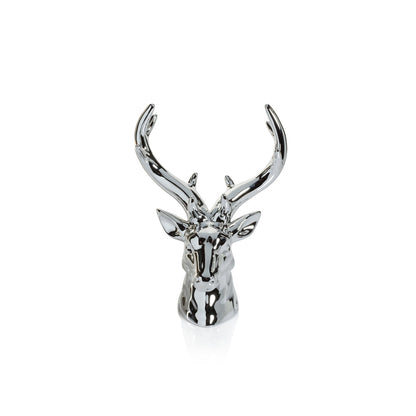 Rocky Mountain Ceramic Stag Head - Silver - Holiday Decor by Carlyle Avenue