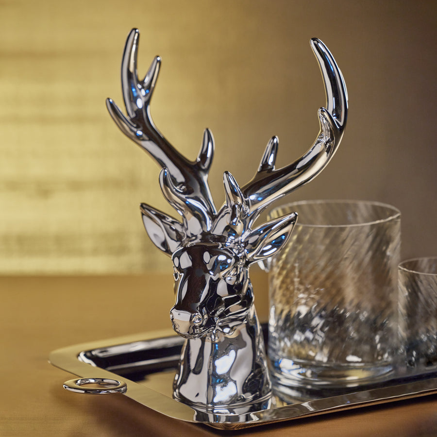 Rocky Mountain Ceramic Stag Head - Silver - Holiday Decor by Carlyle Avenue