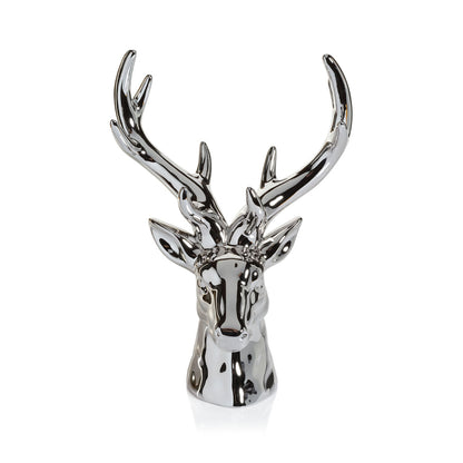 Rocky Mountain Ceramic Stag Head - Silver - Holiday Decor by Carlyle Avenue