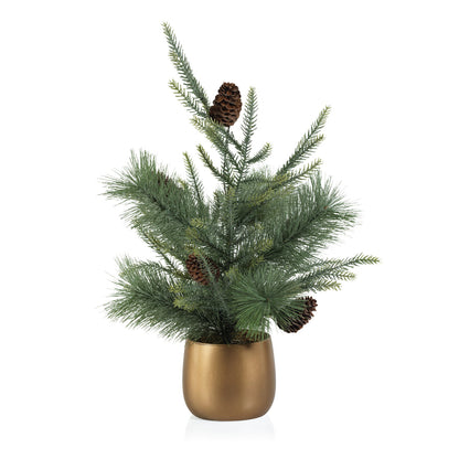 Noble Fir Tree in Gold Ceramic Pot - Christmas Decor by Carlyle Avenue