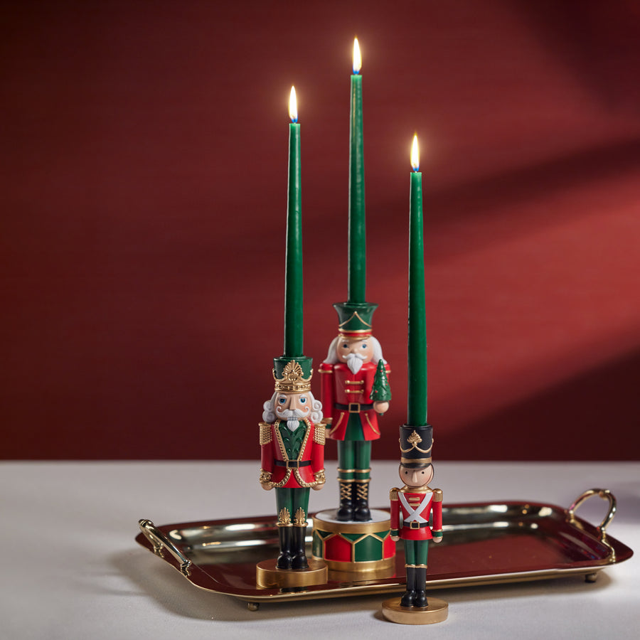 Nutcracker Taper Holder - Red & Green - Candle Holders by Carlyle Avenue