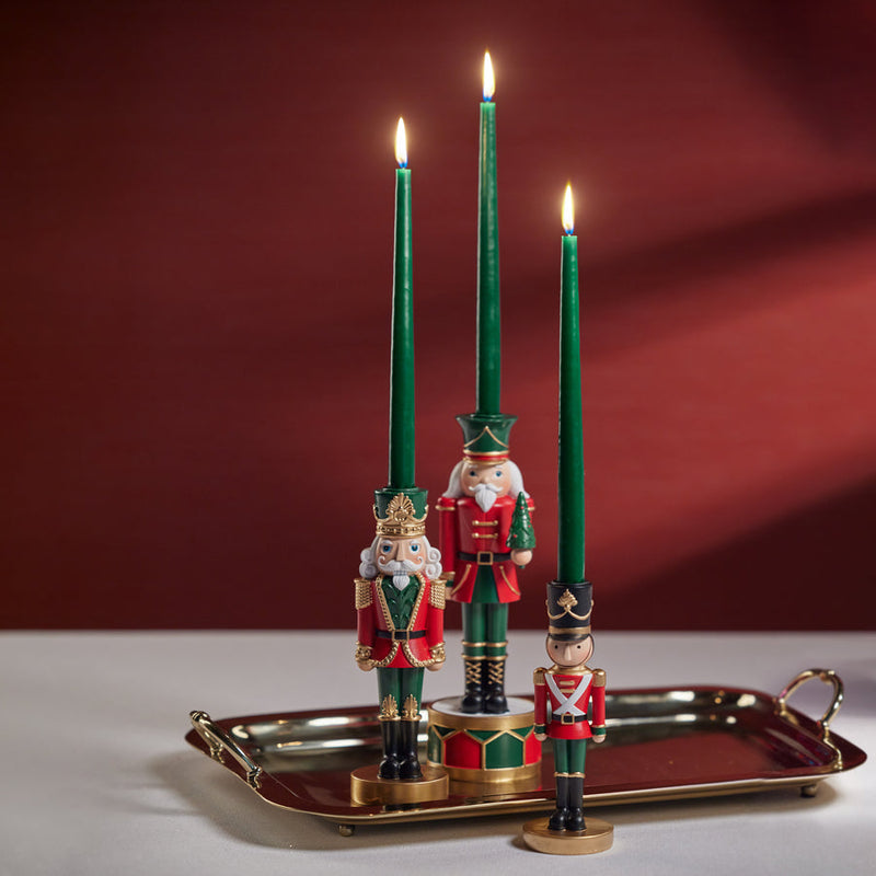 Nutcracker Taper Holder - Red & Green - Candle Holders by Carlyle Avenue