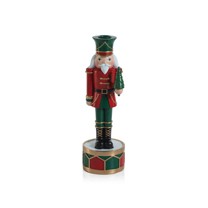 Nutcracker Taper Holder - Red & Green - Christmas Decor by Carlyle Avenue