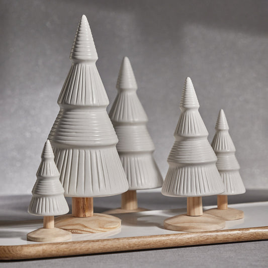 Alpine Ceramic Tree on Natural Wood Base