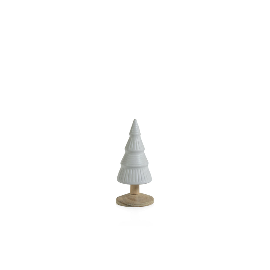 Alpine Ceramic Tree on Natural Wood Base