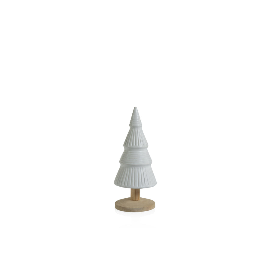 Alpine Ceramic Tree on Natural Wood Base