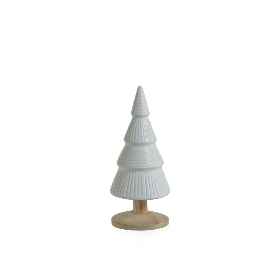 Alpine Ceramic Tree on Natural Wood Base