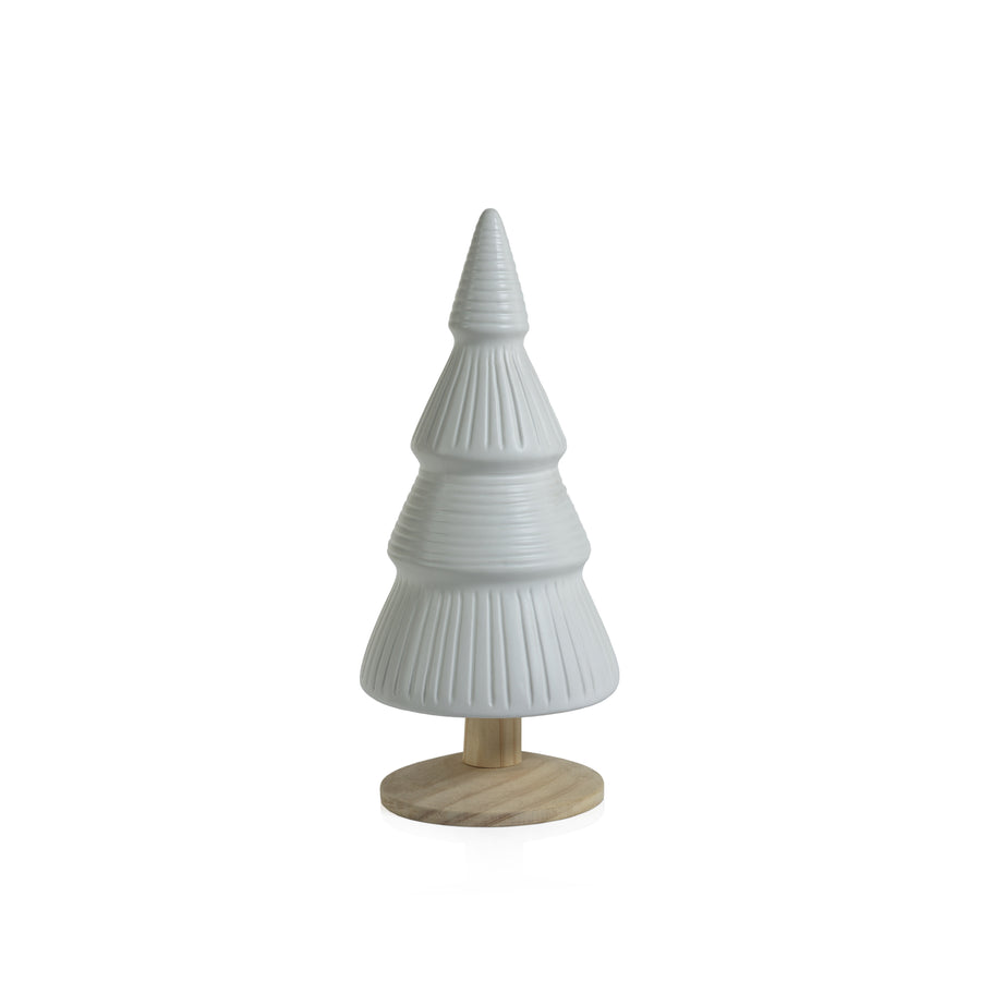 Alpine Ceramic Tree on Natural Wood Base