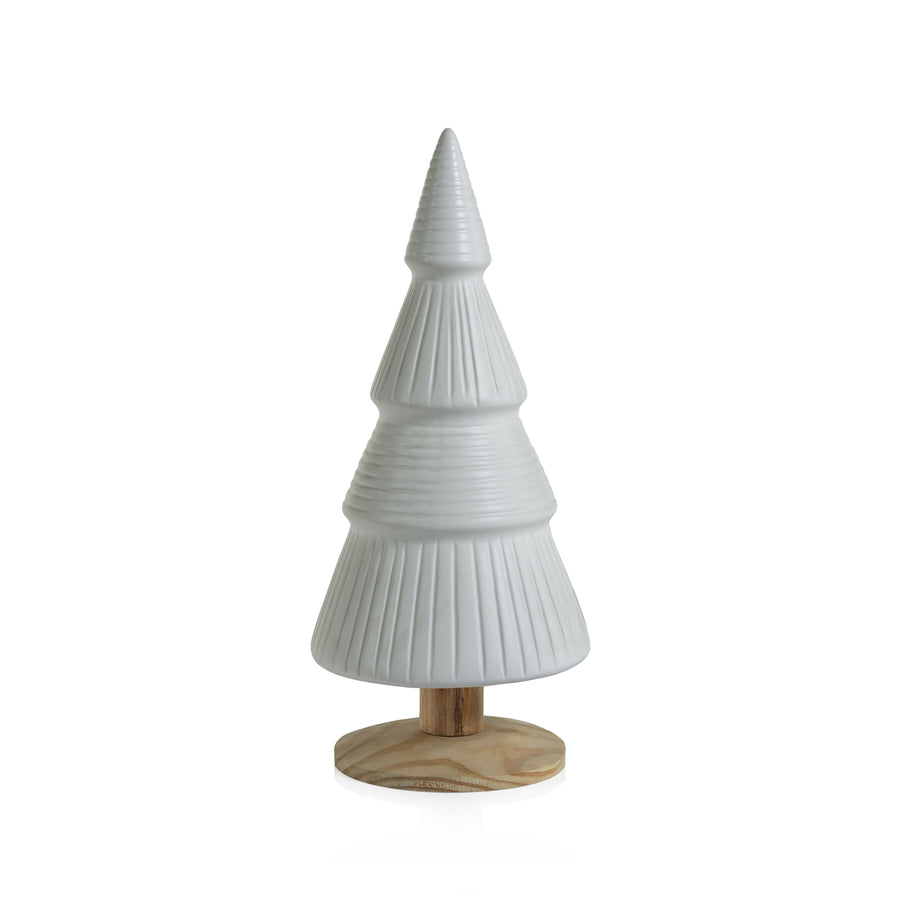 Alpine Ceramic Tree on Natural Wood Base