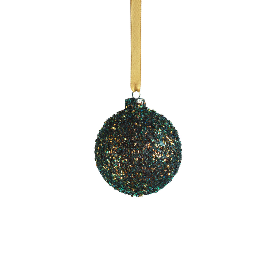 Multicolored Glass Ball Ornament - Green