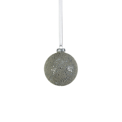 Beaded Glass Ball Ornament - Silver - Ornaments by Carlyle Avenue