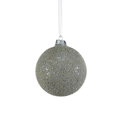 Beaded Glass Ball Ornament - Silver - Ornaments by Carlyle Avenue
