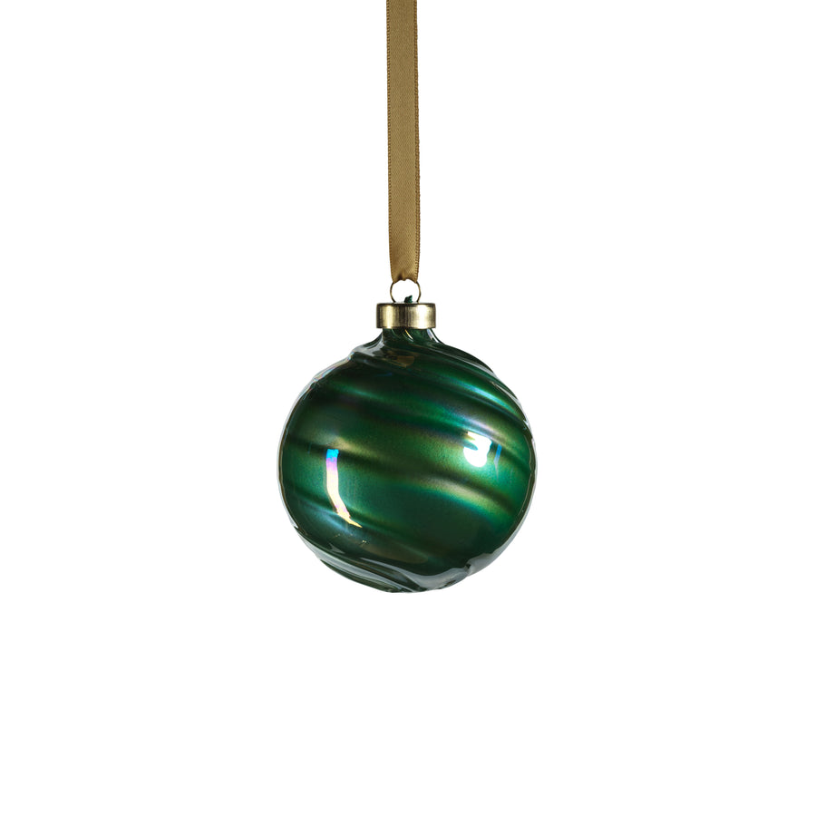 Pearl Luster Glass Ball Ornament - Green